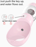 Portable Dog Water Bottle - Leak Proof Dog Water Dispenser with Bowl & Food Container, Dishwasher Safe Food Grade Plastic for Pet Puppy Outdoor Walking Hiking Travel Pink